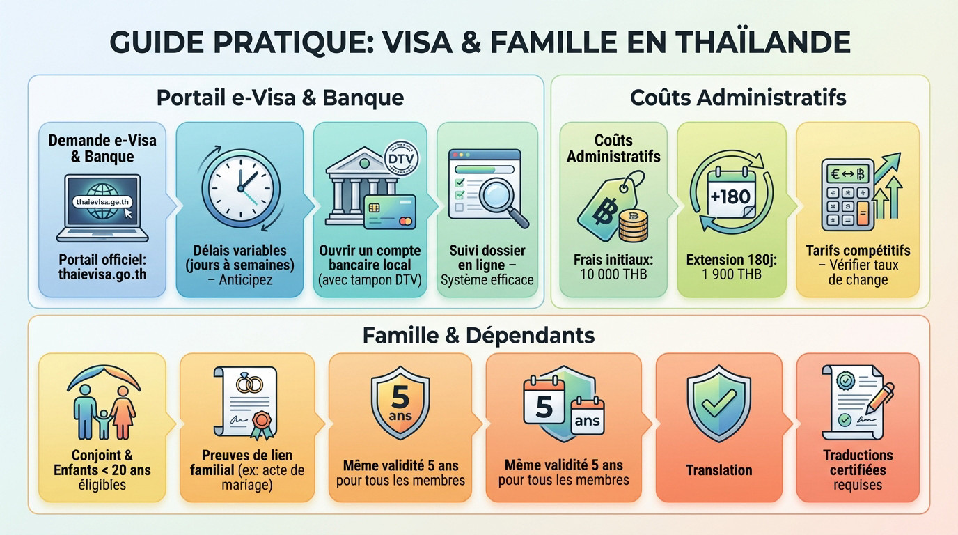 Famille de digital nomads en Thaïlande profitant du visa DTV