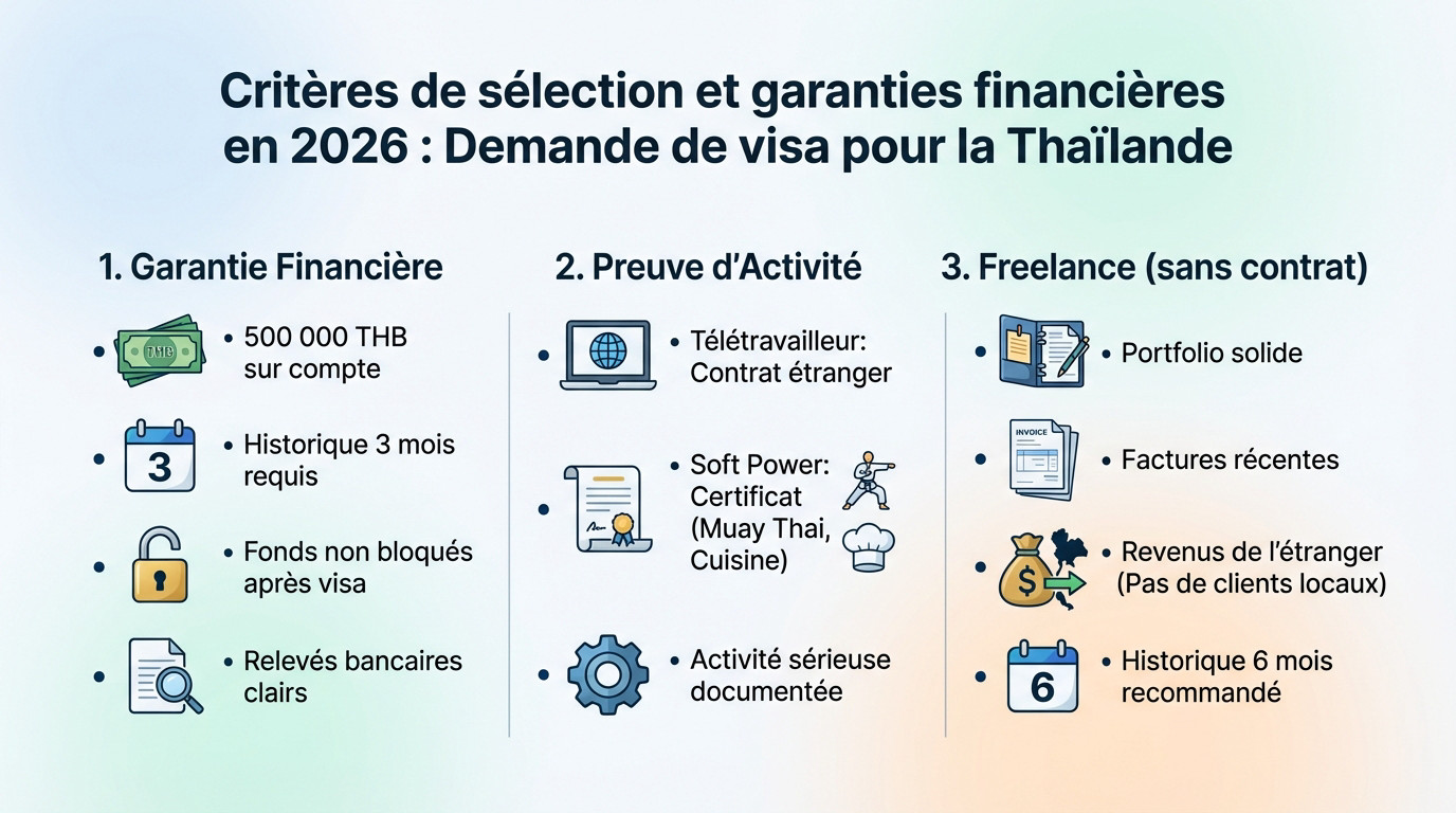 Justificatifs financiers et critères du visa DTV Thaïlande 2026