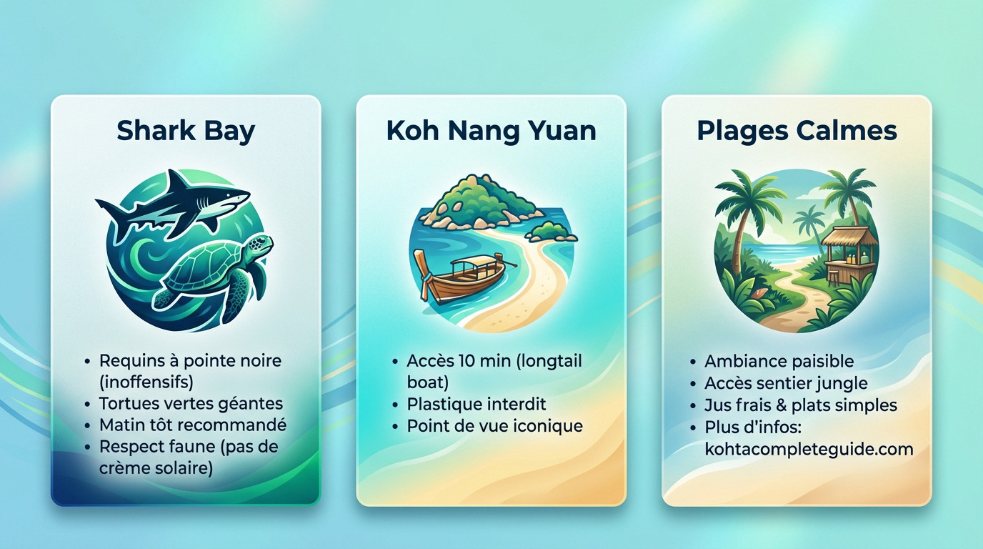 Infographie guide snorkeling et plages Koh Tao