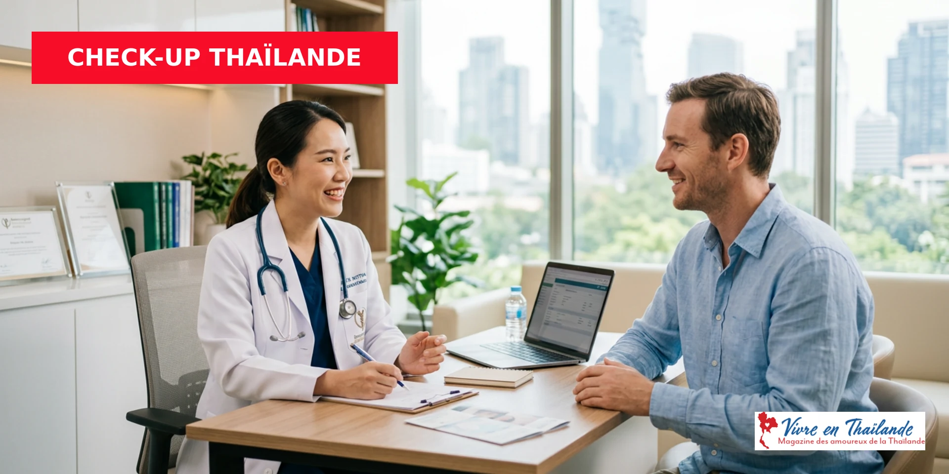 Consultation médicale Bangkok — médecin et patient expatrié dans clinique privée thaïlandaise