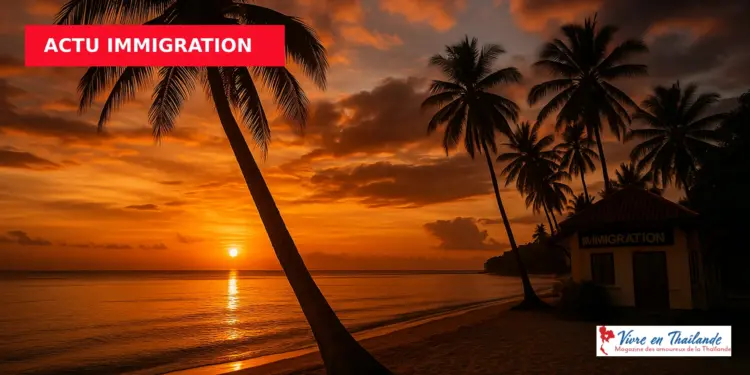 Koh Phangan plage tropicale coucher soleil Thaïlande immigration visa