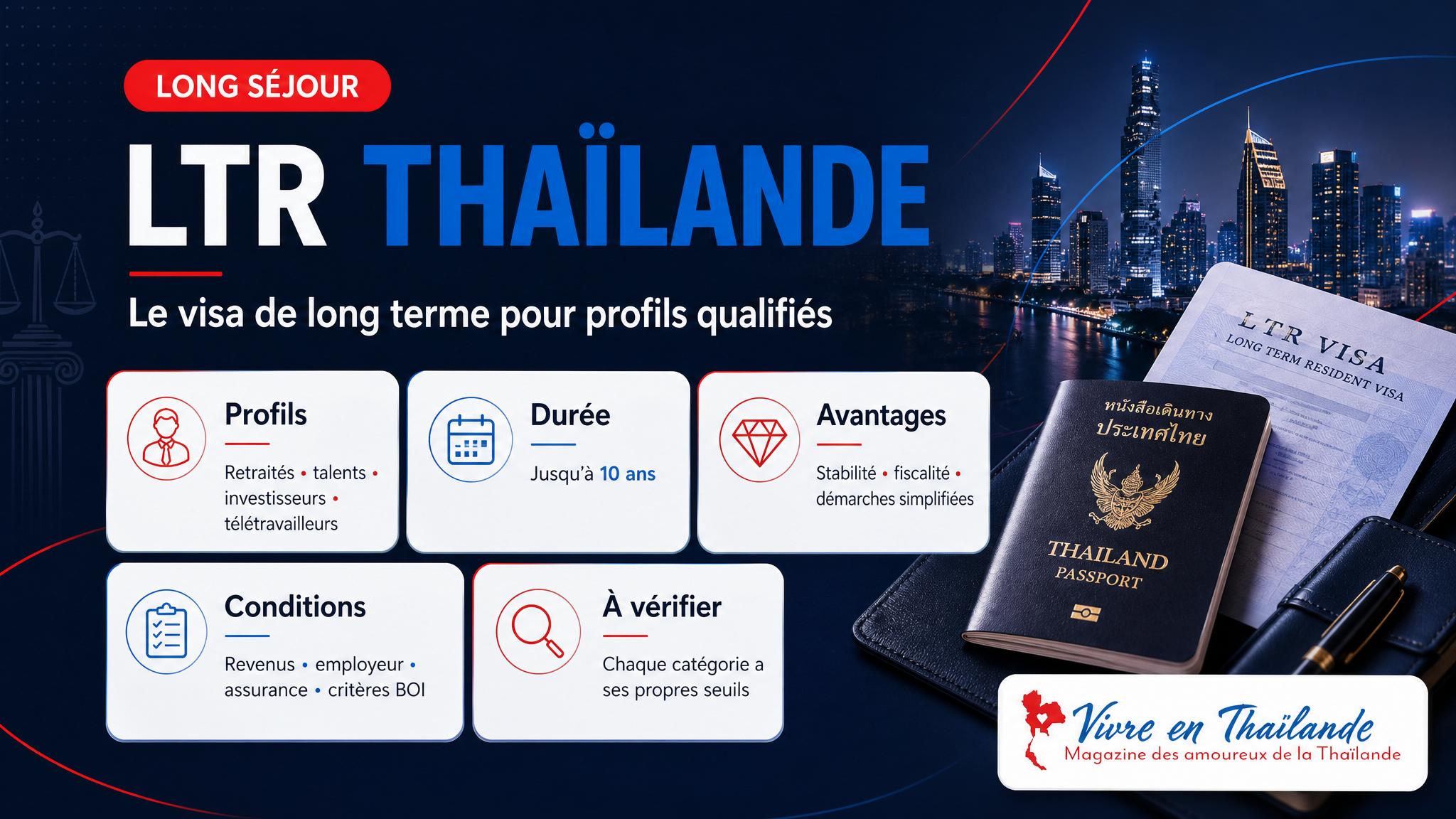 Infographie visa LTR Thaïlande 2026 : profils, durée, conditions et avantages