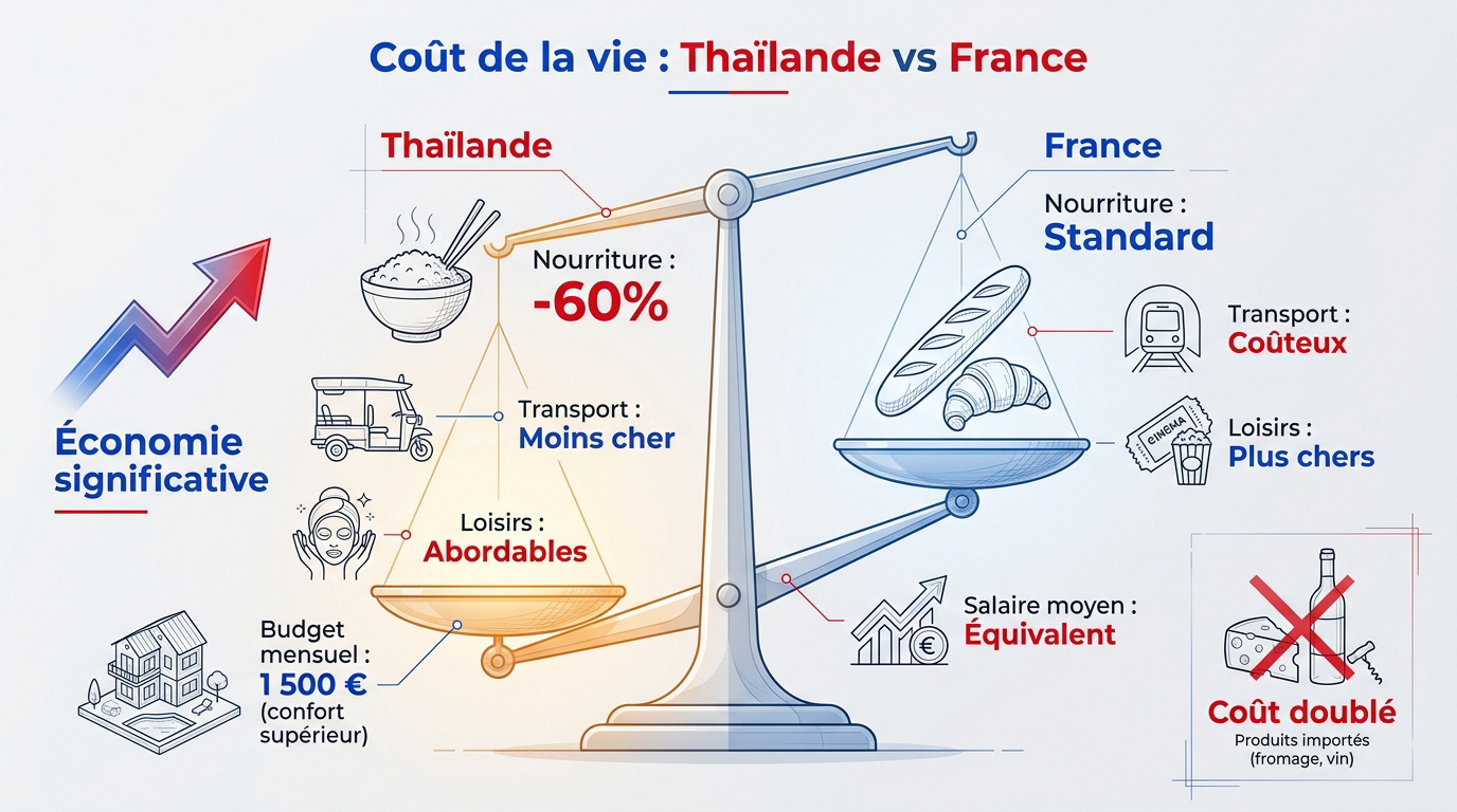Comparaison des prix entre la Thaïlande et la France pour les expatriés