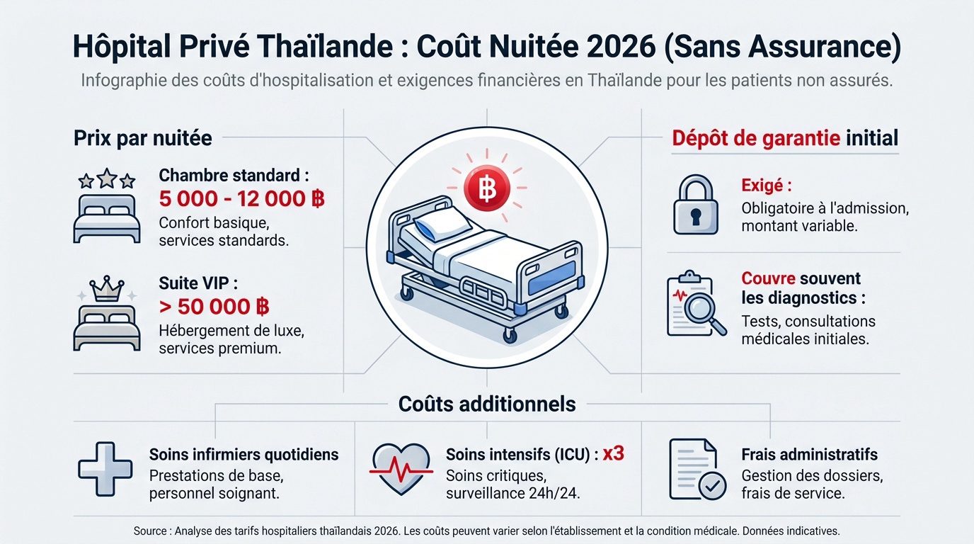Facture médicale et équipements de soins dans un hôpital privé thaïlandais