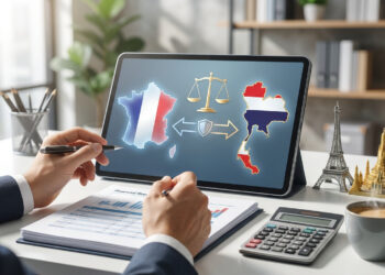 Un professionnel examine des données sur une tablette illustrant la convention fiscale entre la France et la Thaïlande.