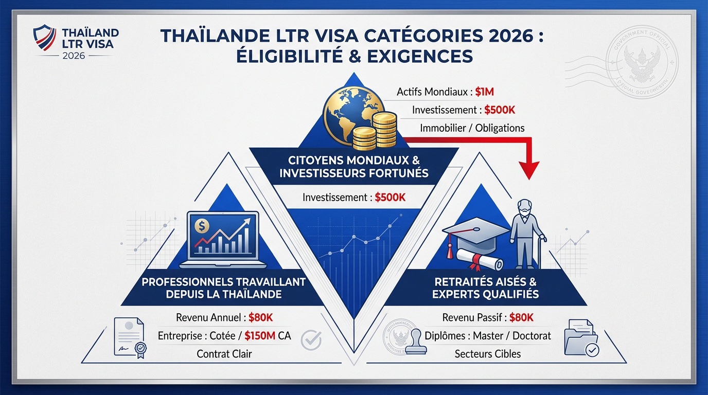 Tableau récapitulatif des catégories de visa LTR en Thaïlande pour 2026