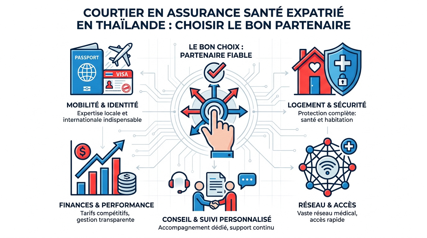 Courtier en assurance santé conseillant un expatrié en Thaïlande