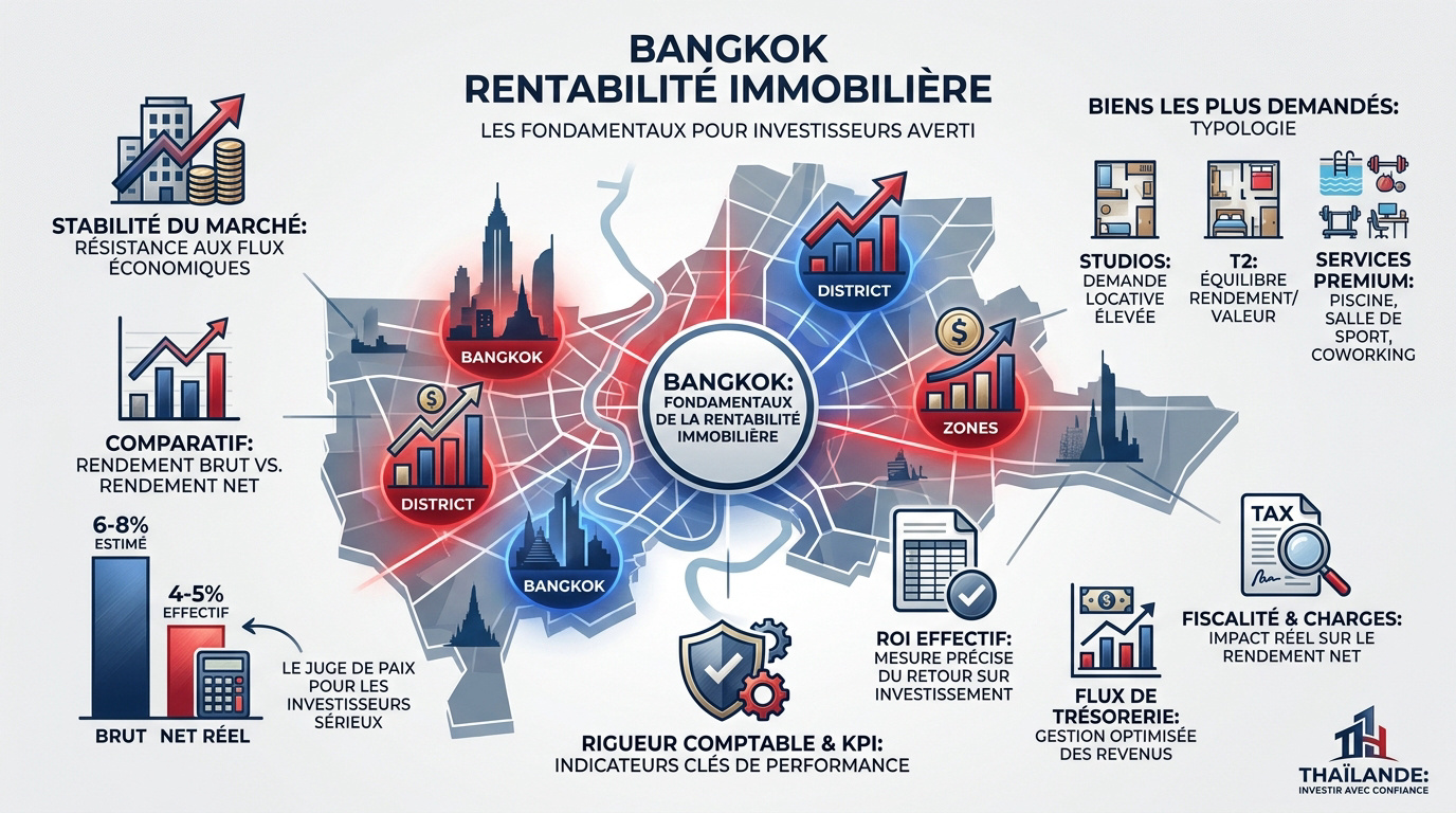 Vue aérienne des gratte-ciel et condominiums modernes dans le quartier d'affaires de Bangkok