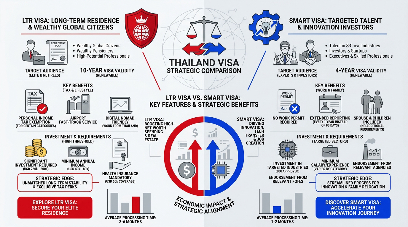 Comparaison entre le visa LTR et le Smart Visa pour les expatriés en Thaïlande