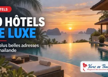 Hôtel de luxe en Thaïlande avec piscine à débordement au coucher du soleil