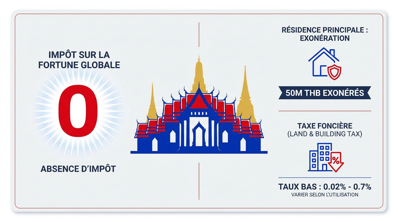 Villa moderne en Thaïlande illustrant l'absence d'impôt sur la fortune immobilière
