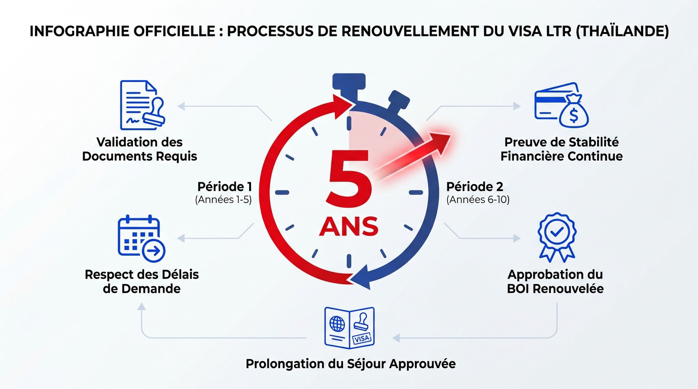 Processus de renouvellement et extension du visa LTR Thaïlande après cinq ans
