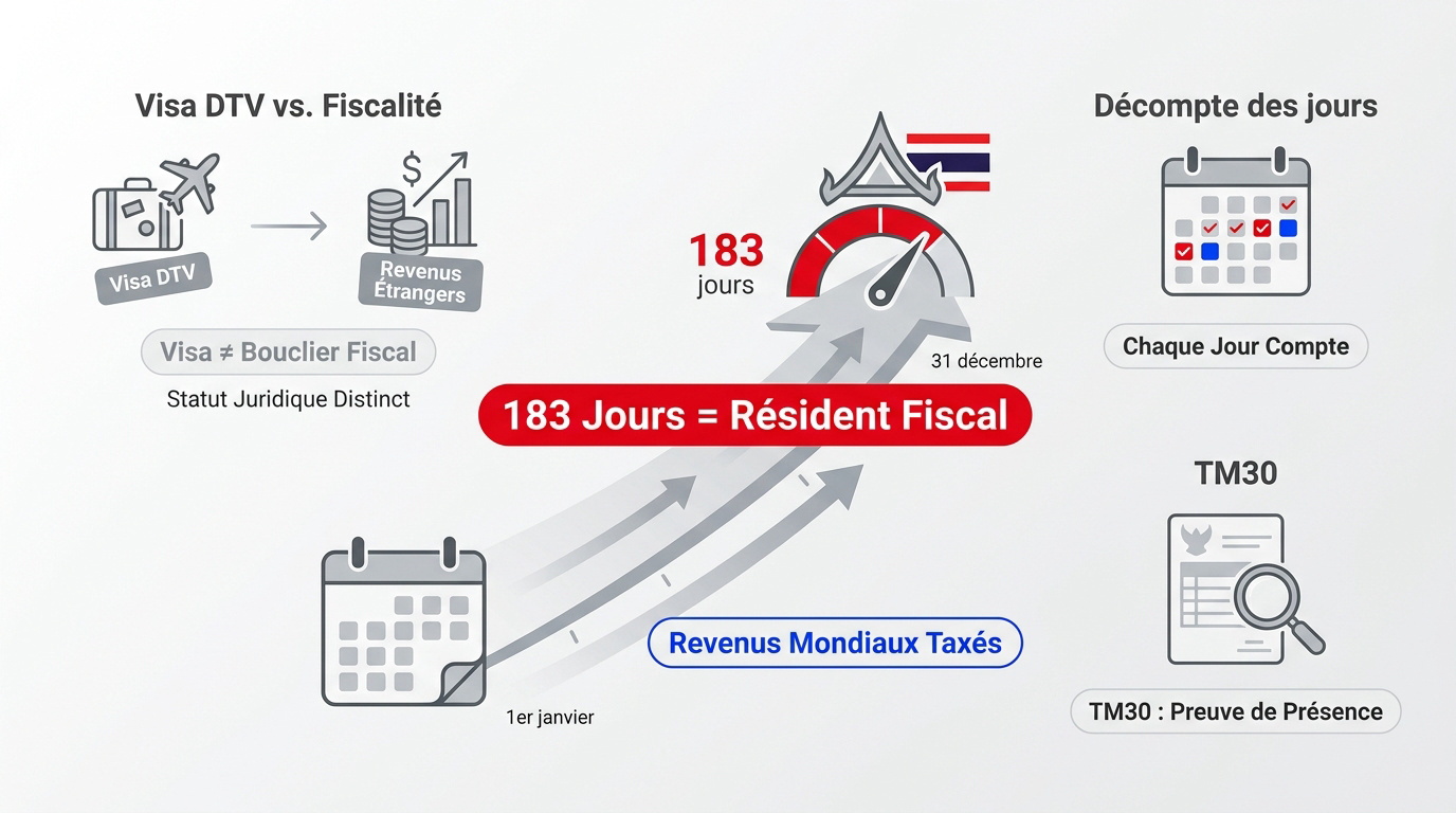 Calcul du seuil de résidence fiscale en Thaïlande sur une année civile