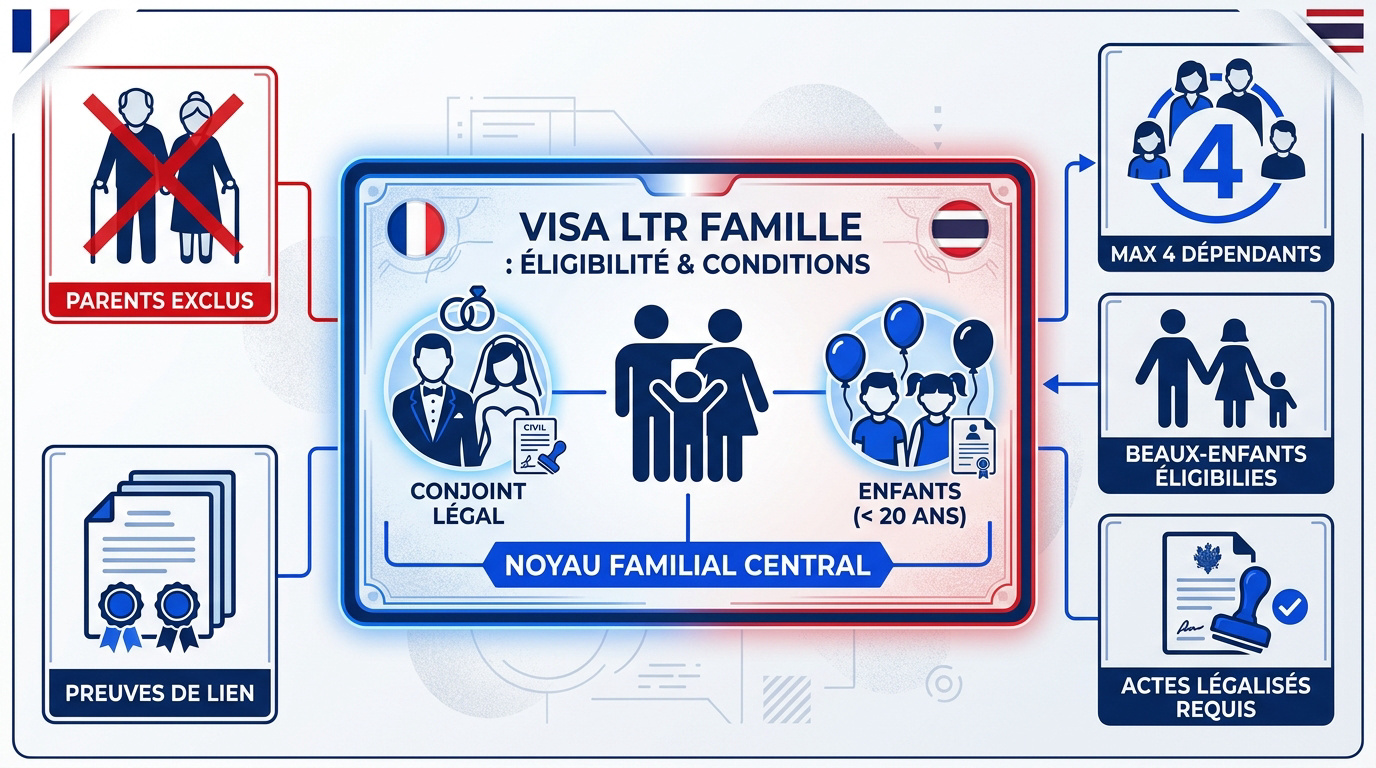 Famille expatriée en Thaïlande consultant les conditions du visa LTR 2026