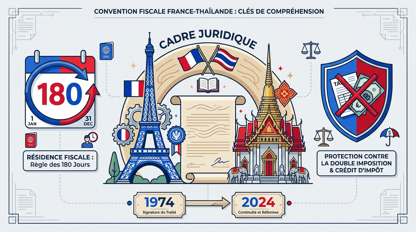 Infographie sur les points clés de la convention fiscale entre la France et la Thaïlande